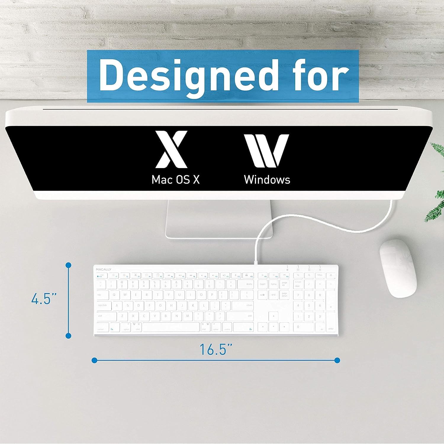 Macallly Ultra Slim Wired Computer Keyboard and Ergonomic Laptop Stand, Ultimate Mac Accessories