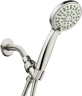 AquaDance Antimicrobial/Anti-Clog High-Pressure 6-setting Hand Shower, Microban Nozzle Protection from Growth of Mold, Mildew & Bacteria for Stronger Shower! Brushed Nickel Finish