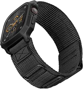 SUNFWR Rugged Nylon Band with Protective Case for Apple Watch 44/45mm