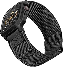 SUNFWR Bands Compatible with Apple Watch 44mm 45mm with Case,Rugged Sport Apple Watch Strap with Protective Cover for iwatch Series 9/8/7/6/5/4/SE for Men(Black Black Tags)