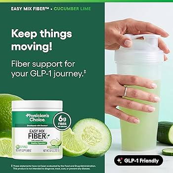 Amazon.com: Physician's CHOICE Easy Mix Fiber for GLP-1 Support - No Grit -  Daily Prebiotic Soluble Fiber Powder Supplement for Women and Men -  Cucumber Lime - 30 Servings : Health & Household