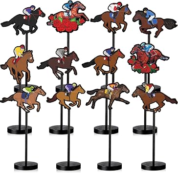 Chunful 12 Pcs Horse Party Wooden Table Centerpieces Decor Derby Party Supplies Tiered Tray Decor for Horse Racing Festival Supplies Home Desktop Wood Craft Centerpiece Decoration