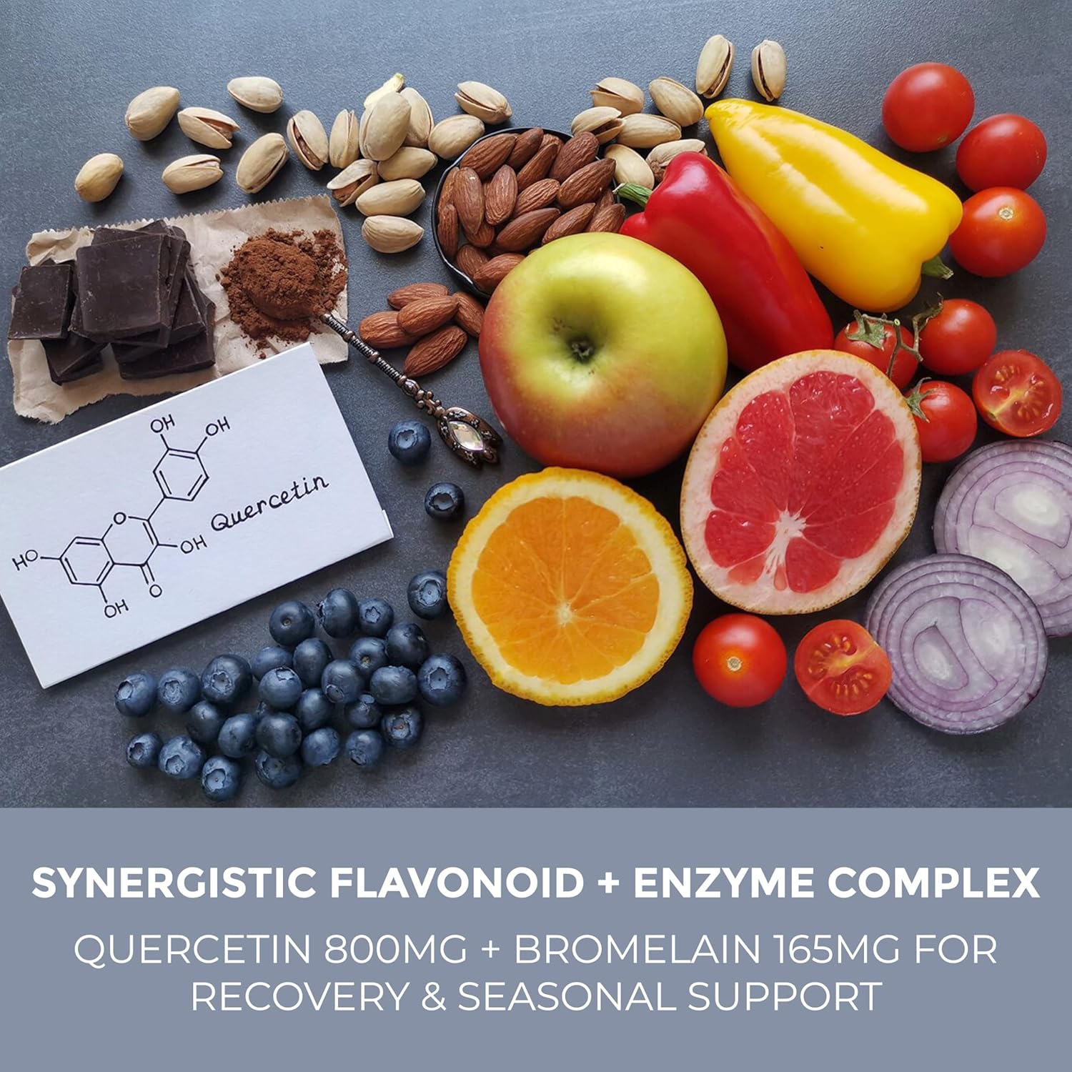 Quercetin with Bromelain – 800mg Quercetin + 165mg Bromelain | 120 Capsules (60-Day Supply) | Immune, Respiratory, and Seasonal Allergy Support | Antioxidant & Recovery Complex | Non-GMO - Image 2