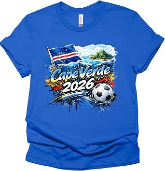 Daytee Cape Verde 2026 Soccer Fan T-Shirt, Cape Verde Flag Football Graphic Tee for Adults, Unisex Shirt S-3XL