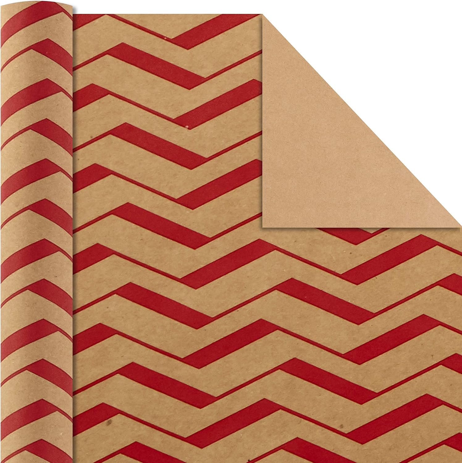 Hallmark Wrapping Paper Bundle - Kraft Brown with Red, Blue, White, Black Designs (Pack of 4, 88 sq. ft. ttl.) for Christmas, Birthdays, Father's Day, Kids Crafts, Care Packages, Handmade Banners : Everything Else