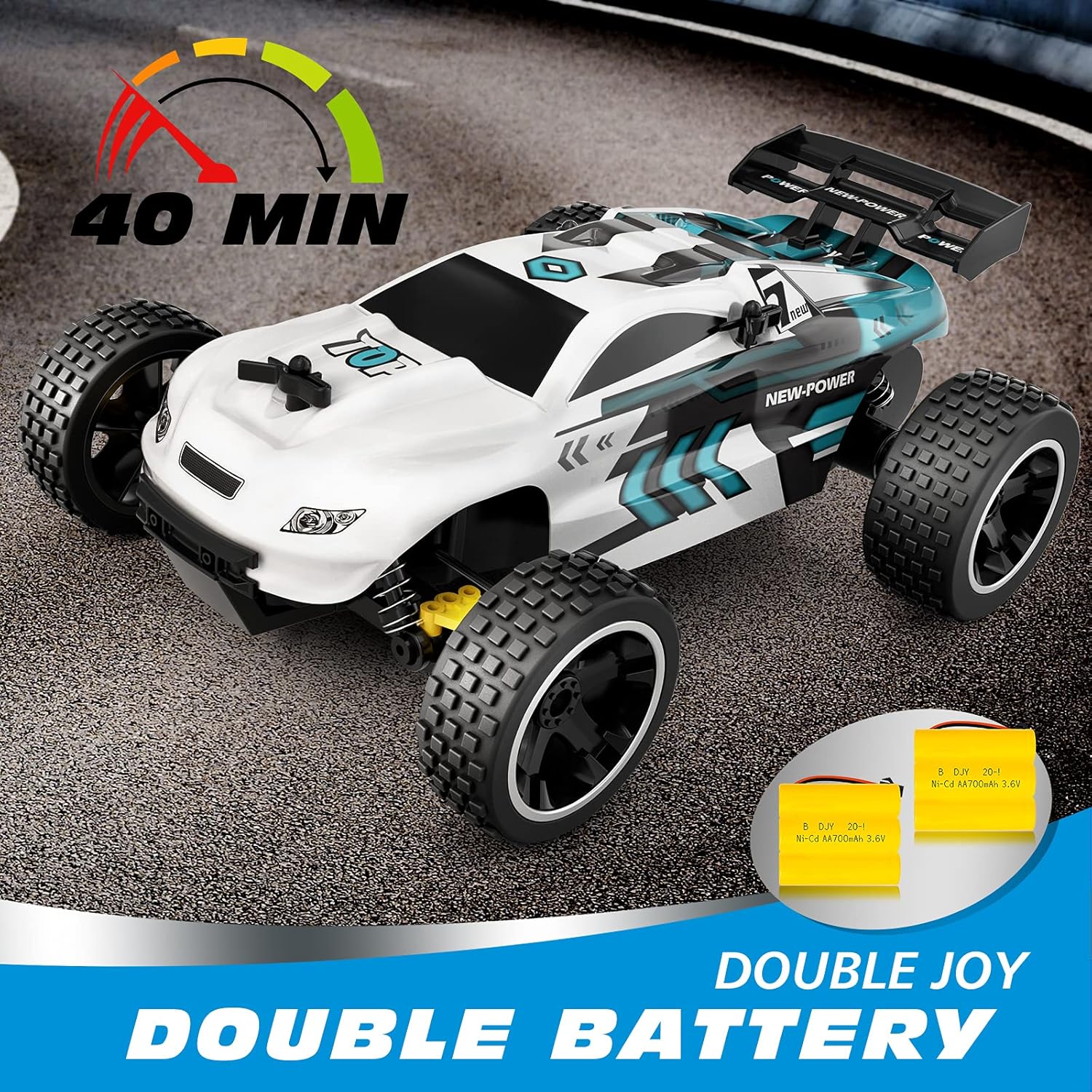 RC Racing Car, 2.4Ghz High Speed Remote Control Car, 1:18 2WD Toy Cars Buggy for Boys & Girls with Two Rechargeable Batteries for Car, Gift for Kids (White) : Toys & Games
