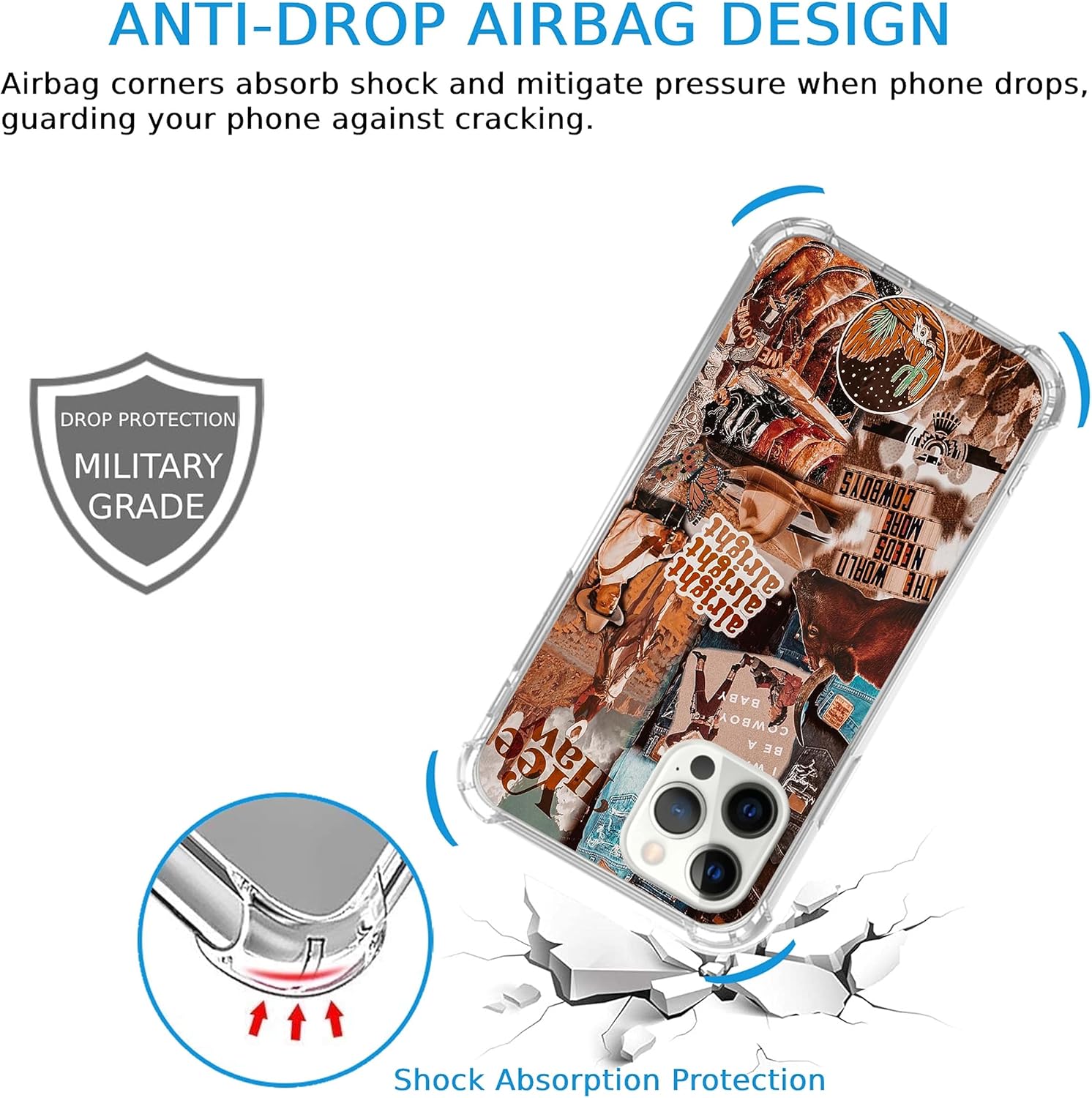 Cowboy Aesthetic Case Compatible with iPhone 16 Pro Max, Western Country Case for iPhone 16 Pro Max, Cool TPU Shockproof Case Cover - Image 9