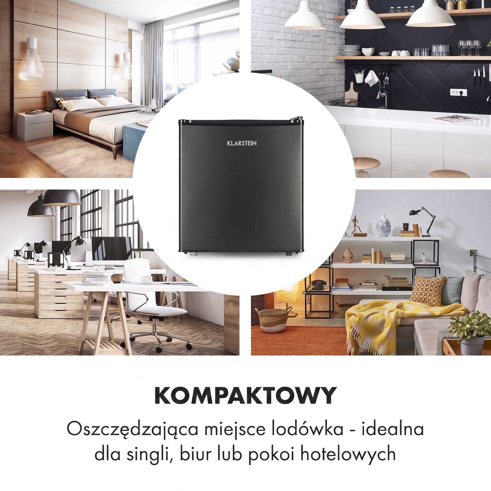 Klarstein Lodówka, Mini lodówka na napoje, Lodówka z zamrażalnikiem mała, Mała cicha lodówka, Skincare Fridge, Lodówka turystyczna, Mini lodówka do pokoju, biura, 0-10°C, 46L