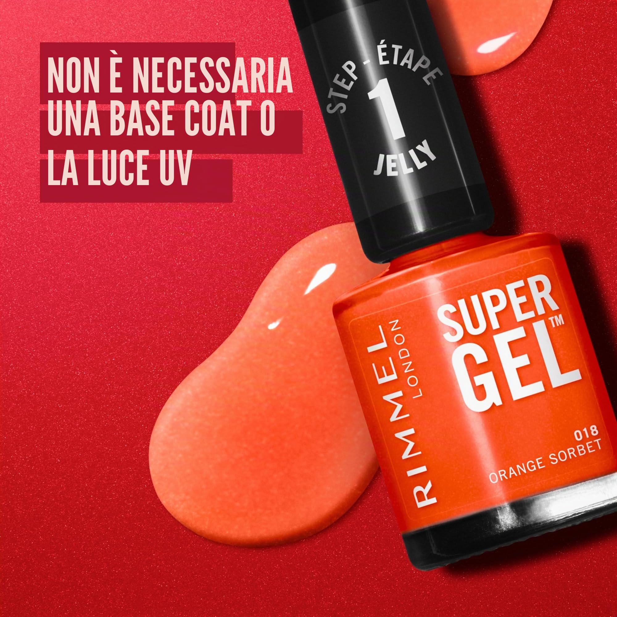 Rimmel London Smalto Unghie Super Gel, 12 ml, Top Coat, Effetto Gel a Lunga Durata, 001 Transparente