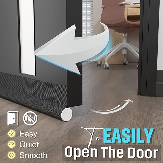 Draught excluder,Adjustable 36.6 Draft Excluder for Doors,Quick Installation, Soundproofing, Fits Interior/Exterior Doors, Blocks Cold Air & Noise, Black