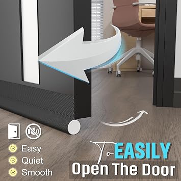 Draught excluder,Adjustable 36.6 Draft Excluder for Doors,Quick Installation, Soundproofing, Fits Interior/Exterior Doors, Blocks Cold Air & Noise, Black