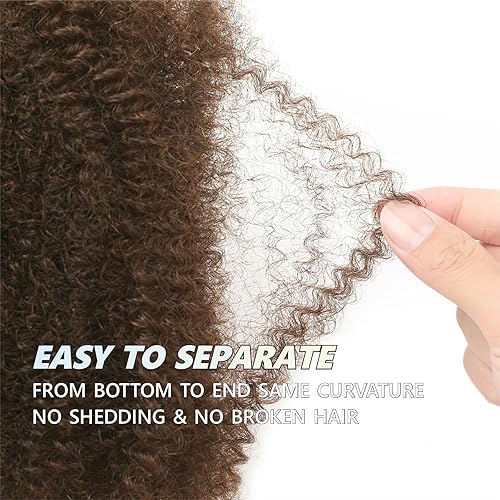 Miniatura 9 de Afro Kinkys - Cabello humano a granel de 8 pulgadas, 1.06 ozpaquete, cabello humano a granel Afro Kinkys para extensiones de rastas (negro natural,
