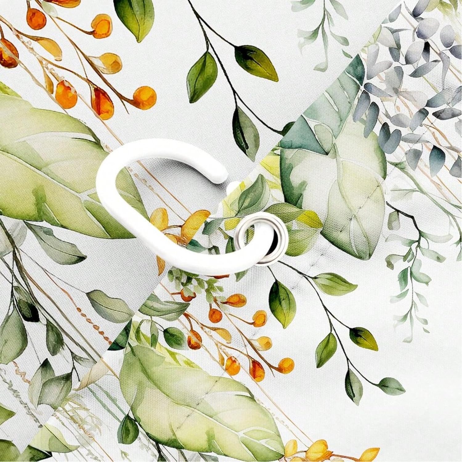 Yellow and Green Plant Shower Curtain for Bathroom Waterproof Floral Watercolor Shower Curtain Decoratin with Hooks 30x79in(WxH)