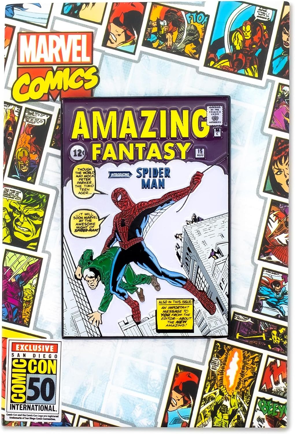SalesOne International, LLC Spider-Man Marvel Comics Pin - Original Amazing Fantasy Appearance - Exclusive Oversize Enamel Pin