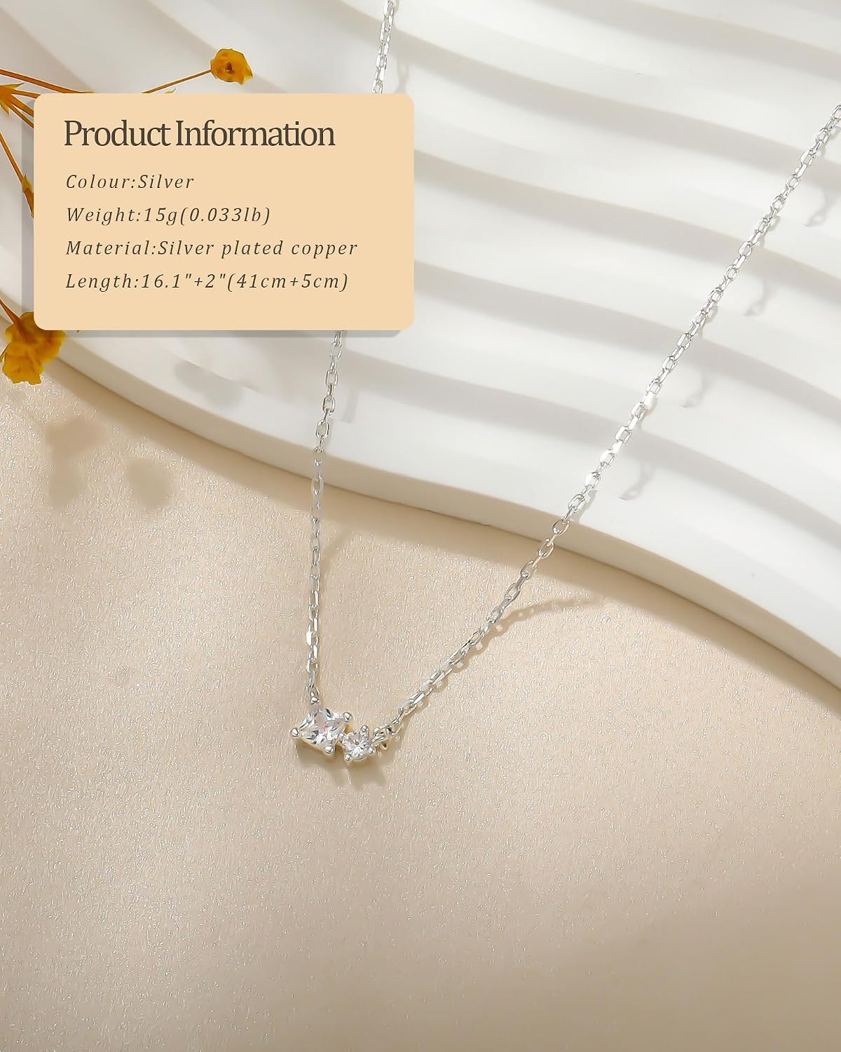 Diamond Silver Gold Necklace for Women Non Tarnish Layered Dainty 14K Gold Plated Cubic Zirconia Pendant Necklaces for Women Trendy Charm Choker Necklace Stack Cute Wedding Prom Jewelry
