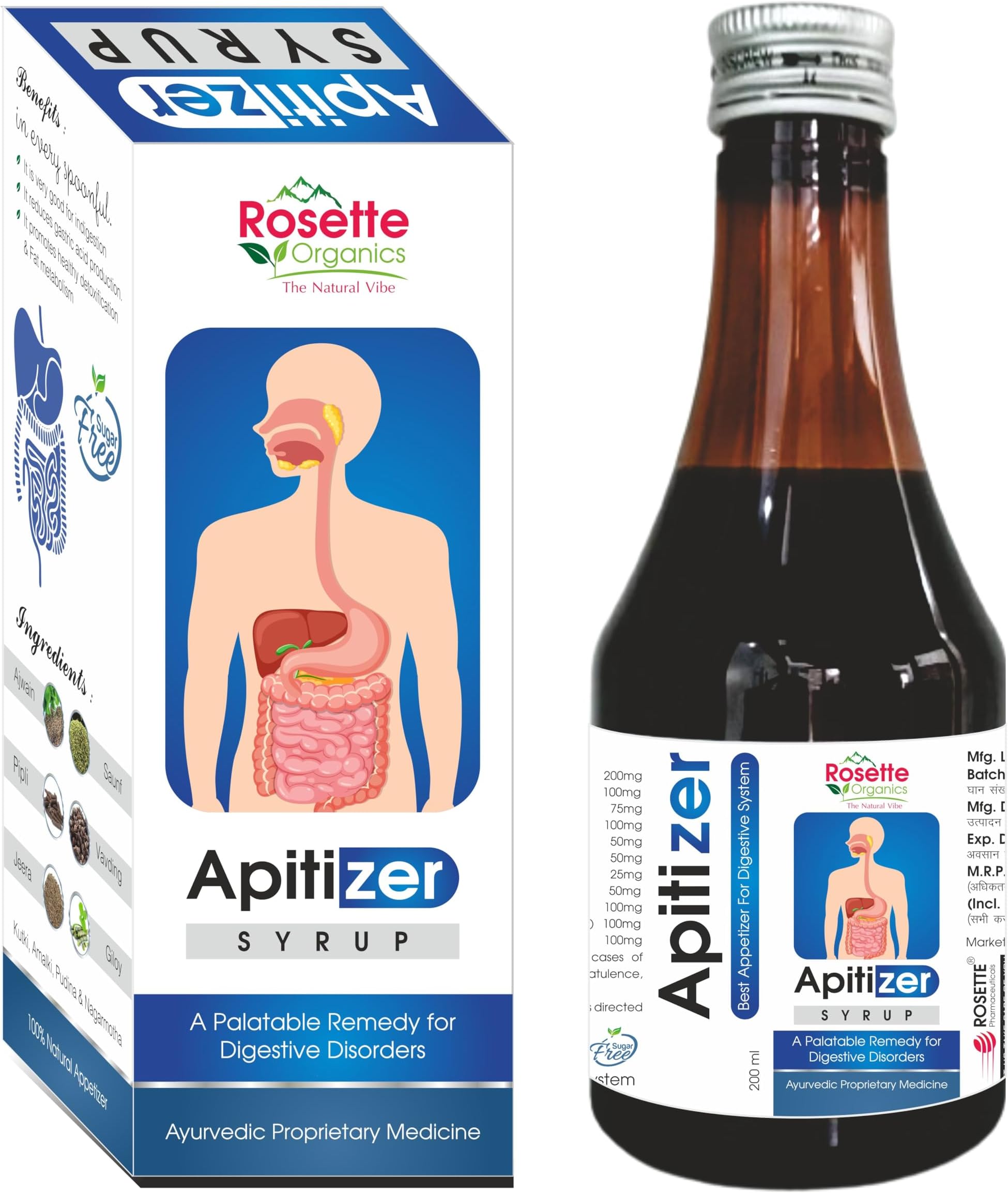 Apitizer Syrup for Acidity, Gas, Constipation | Ayurvedic Tonic to Boost Digestion | Syrup for Immunity Stomach Pain & Indigestion - 200ml