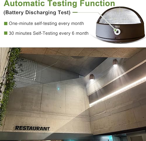 Miniatura 4 de Paquete de pared LED de emergencia con batería de reserva y fotocélula, luz de emergencia LED de grado comercial, 12 W 100-277 VCA IP65 ubicación