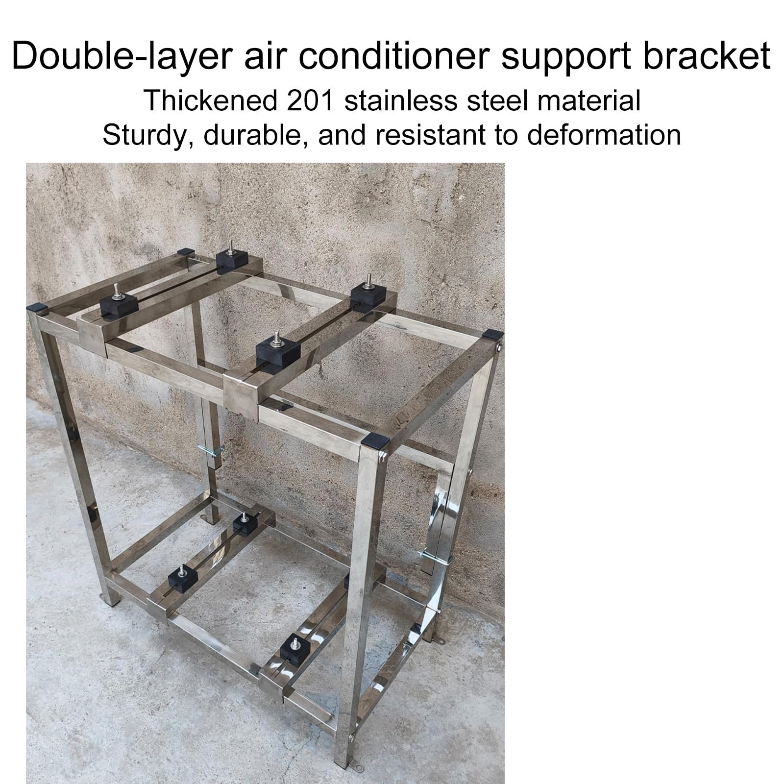 Dwupoziomowy Wspornik do Klimatyzatora, Stojak ze Stali Nierdzewnej do Klimatyzatorów Typu Mini Split, do Jednostek o Mocy 9000-30000 BTU(90x45x95cm/35x18x37in)