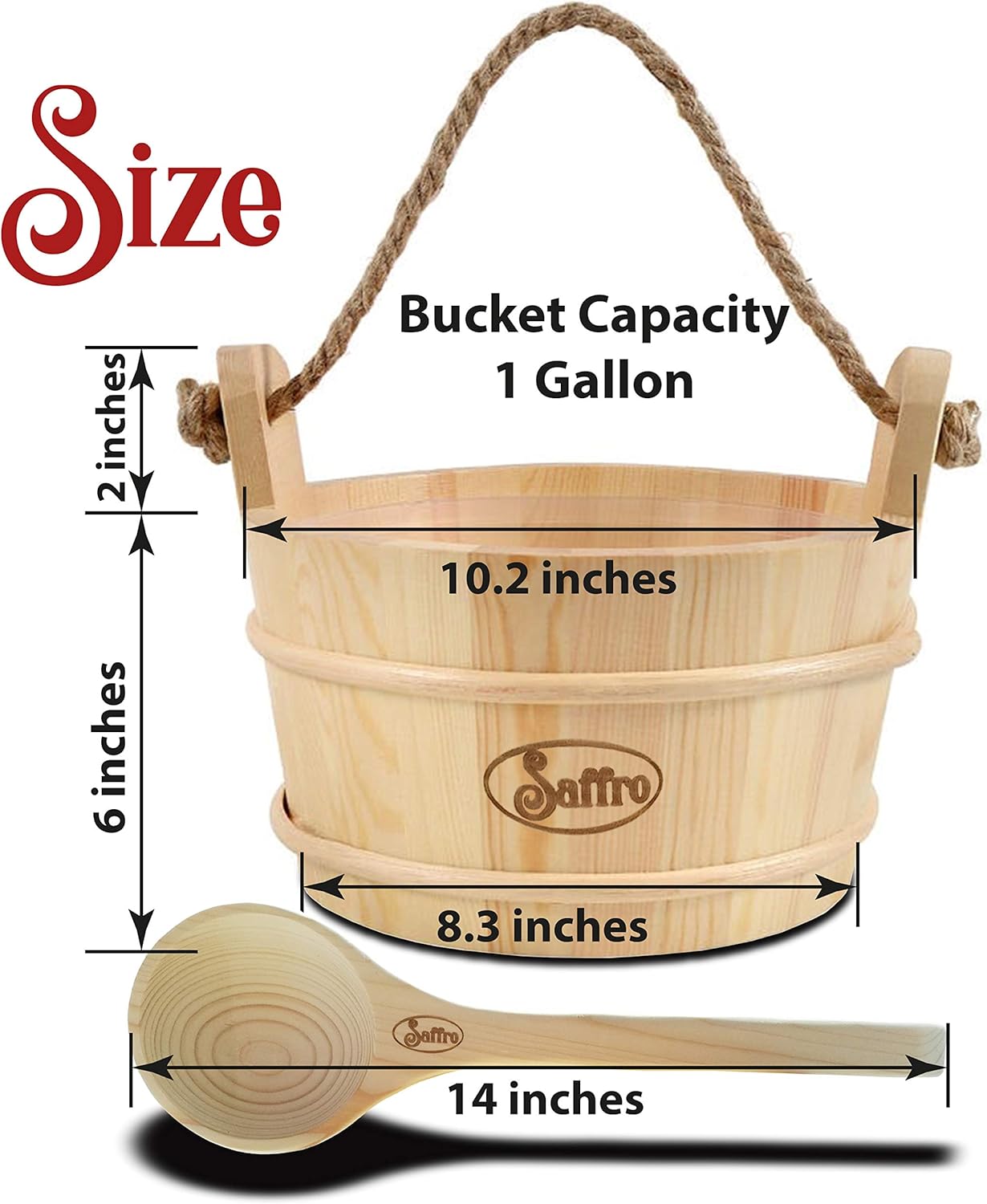 Sauna Bucket and Ladle for Beautiful Sauna Accessories, Sauna Buckets Made from Authentic Finnish Pine - 1 Gallon Sauna Bucket and Sauna Ladle for Your Sauna