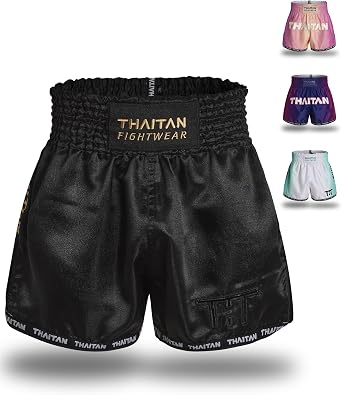 Muay Thai Boxing Shorts Kickboxing Slim Cut Premium Satin Highwaist Unisex for Aldut Men and Women Training Competition