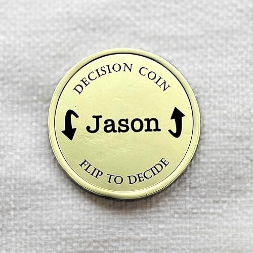 Miniatura 3 de Moneda de decisión para parejas de latón  Moneda abatible grabada con láser  Hermosos acabados de color  Regalo único para élella