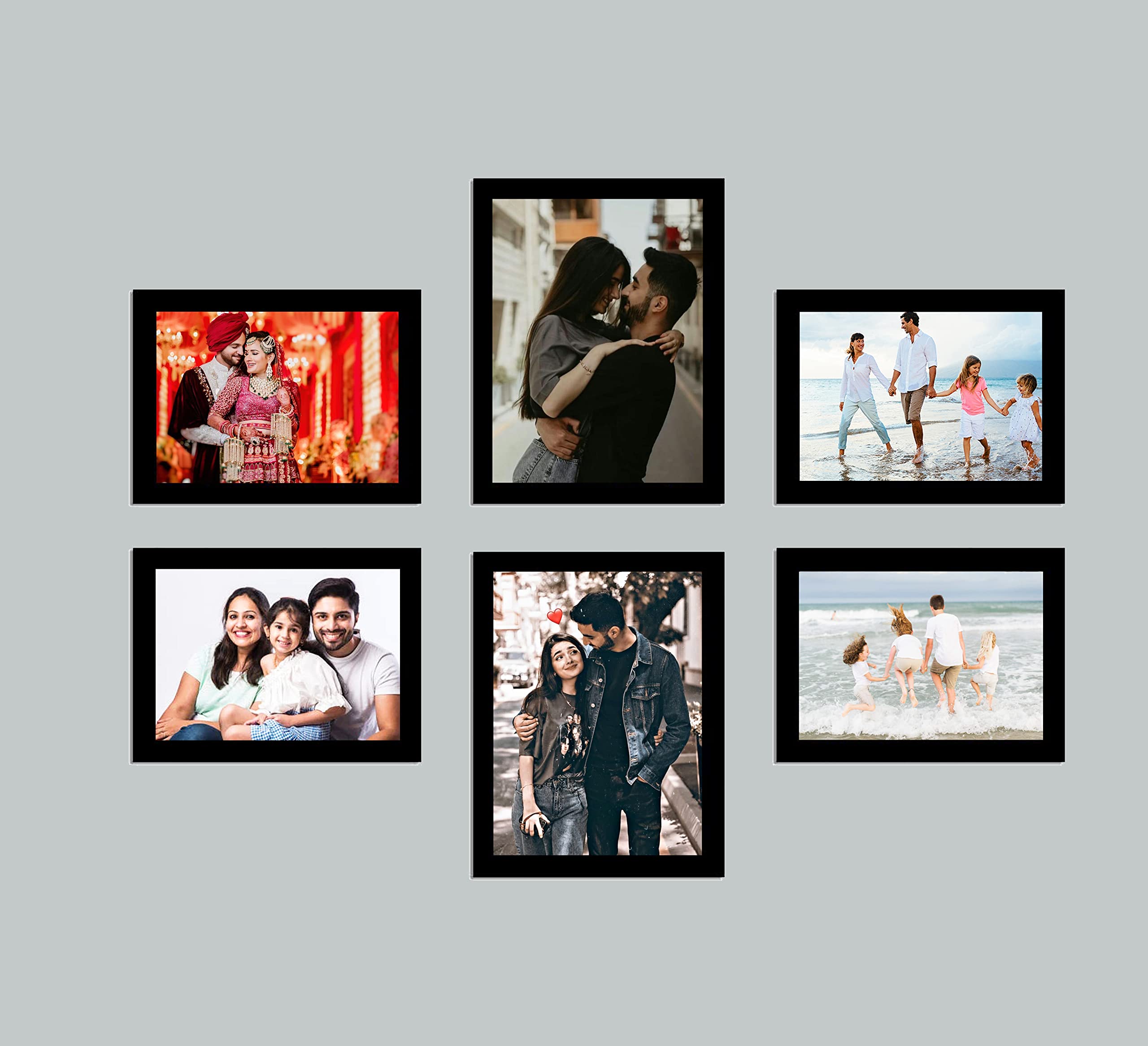 FA6 Wood Photo Frame With Photo Upload Customized Rectangular Wall Photo Frames For Couple And Family Gifts (4 Pcs 4X6 Inch, 2 Pcs 5X7 Inch, Black)-image-0