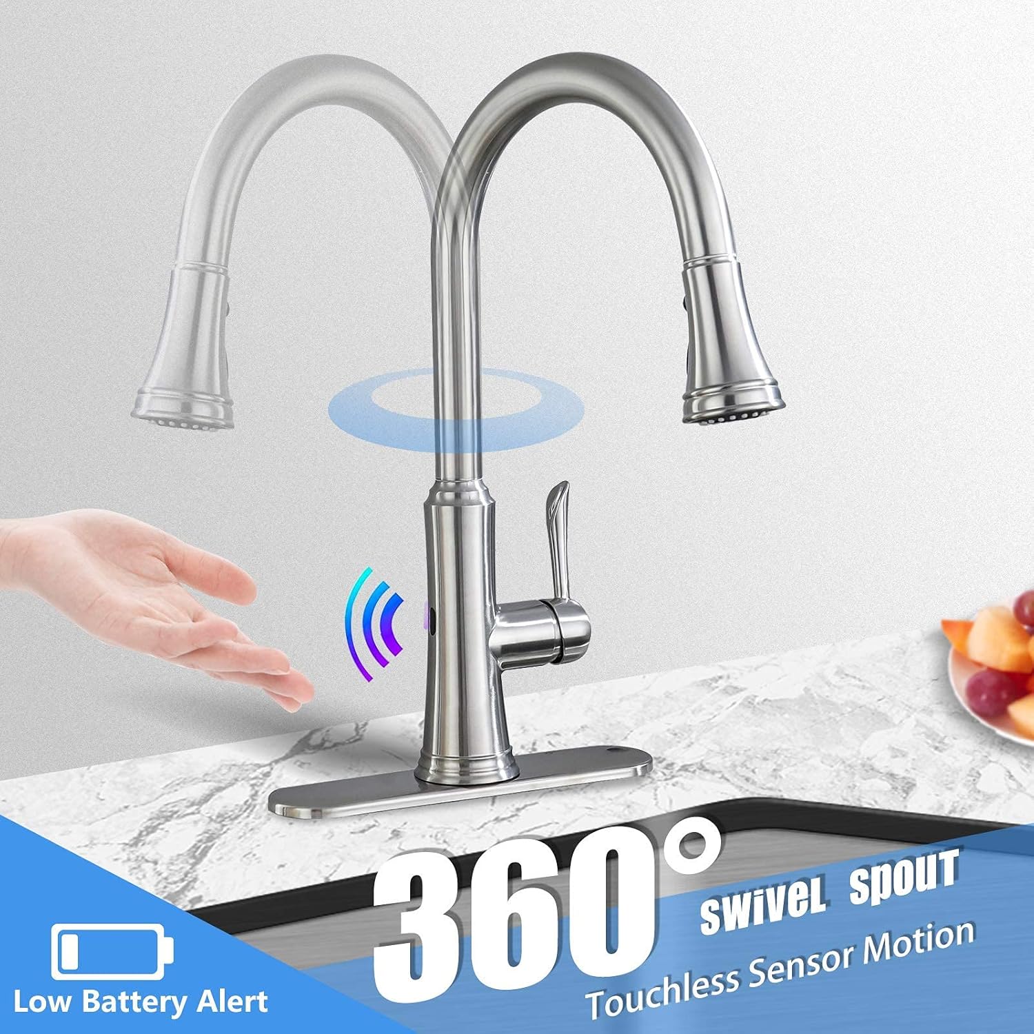 Exclusive Discount 60% Price WOWISH Touchless Lead-free Kitchen Faucet with Pull Out Down Sprayer Single Handle 1 or 3 Hole Kitchen Sink Faucets Motion Sense Wave Sensor Kitchen Sink Faucet Commercial RV Brushed Nickel PVD Faucet Best Deal Product WOWISH Touchless Lead-free Kitchen Faucet with Pull Out Down Sprayer Single Handle 1 or 3 Hole Kitchen Sink Faucets Motion Sense Wave Sensor Kitchen Sink Faucet Commercial RV Brushed Nickel PVD Faucet