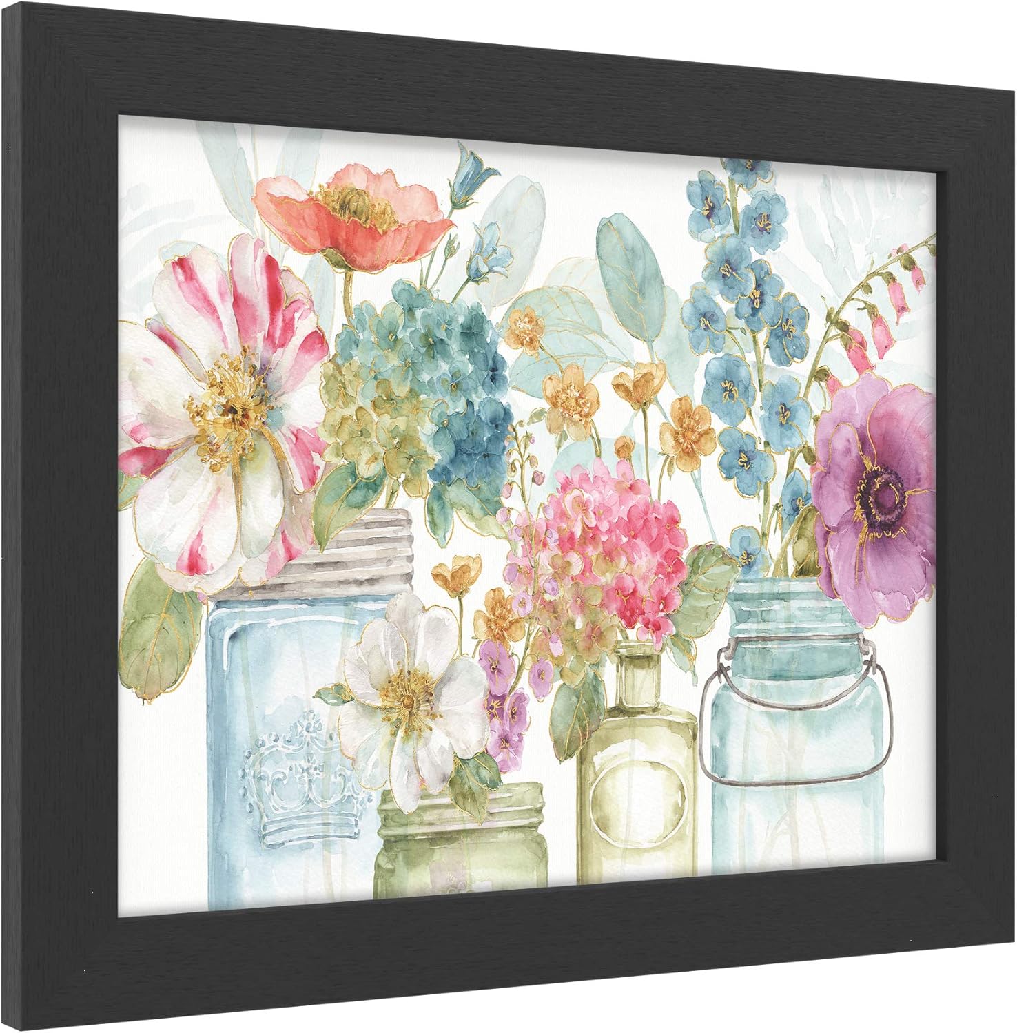 Trademark Fine Art ' Rainbow Seeds Flowers X ' Black Frame by Lisa Audit 11x14