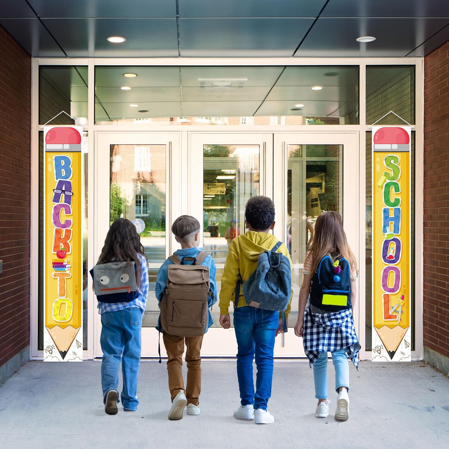 Back To School Banner Welcome Back To School Porch Sign First Day of School Front Door Banner for Indoor/Outdoor School Classroom Party Decorations image 4