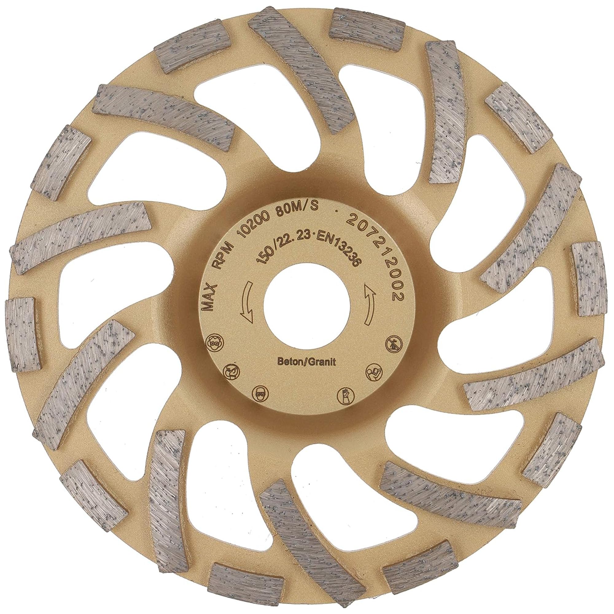 PRODIAMANT ST81 Meule boisseau diamantée turbo 150 mm x 22,23 mm pour béton et pierre naturelle