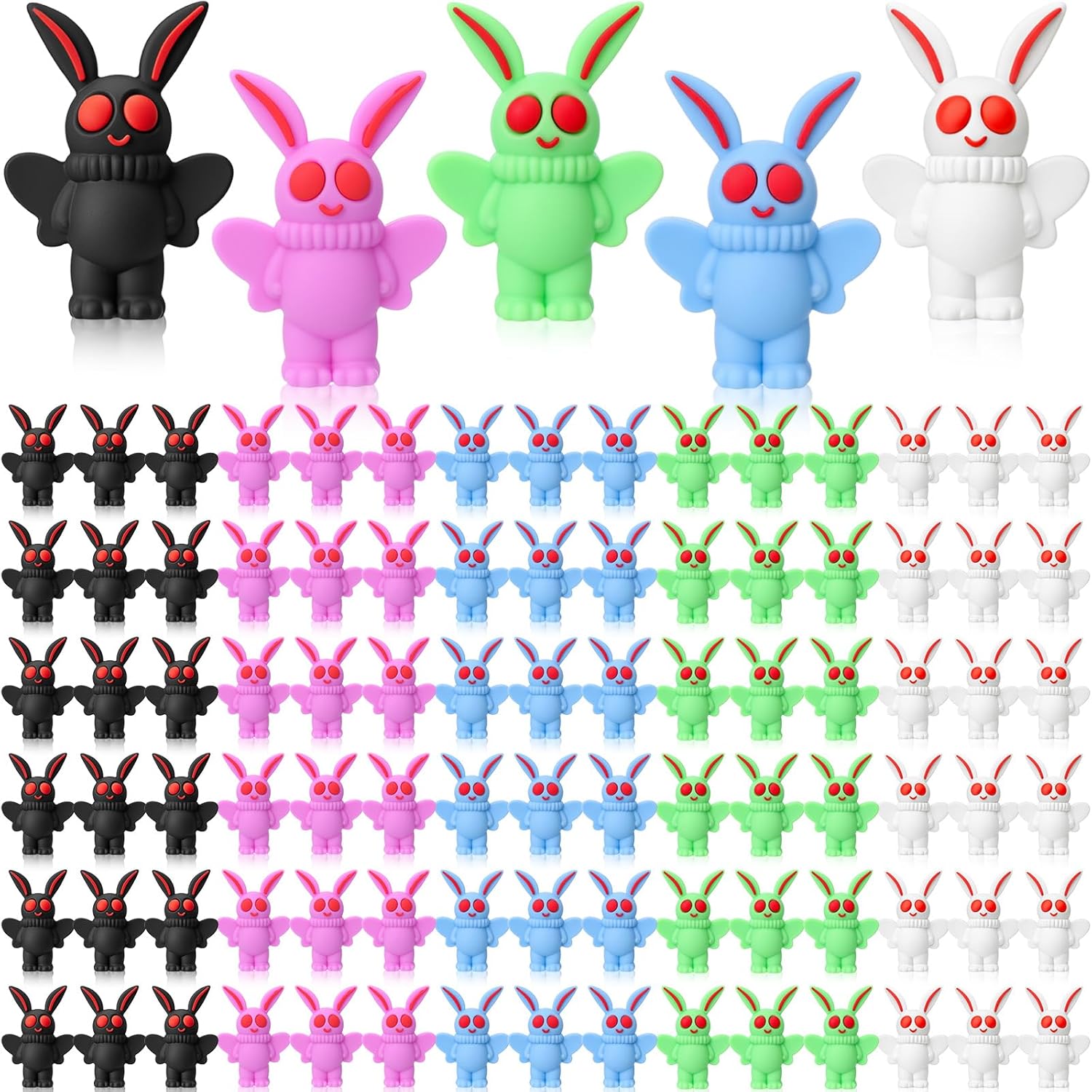 Chunful 25 Pcs Mini Mothman Figurines Small Moth Man Figures Tiny Mothman Statue for Cryptids Gag Easter Gift Hide and Seek Props Cake Garden Decor Birthday Holiday Party Favors (Black)