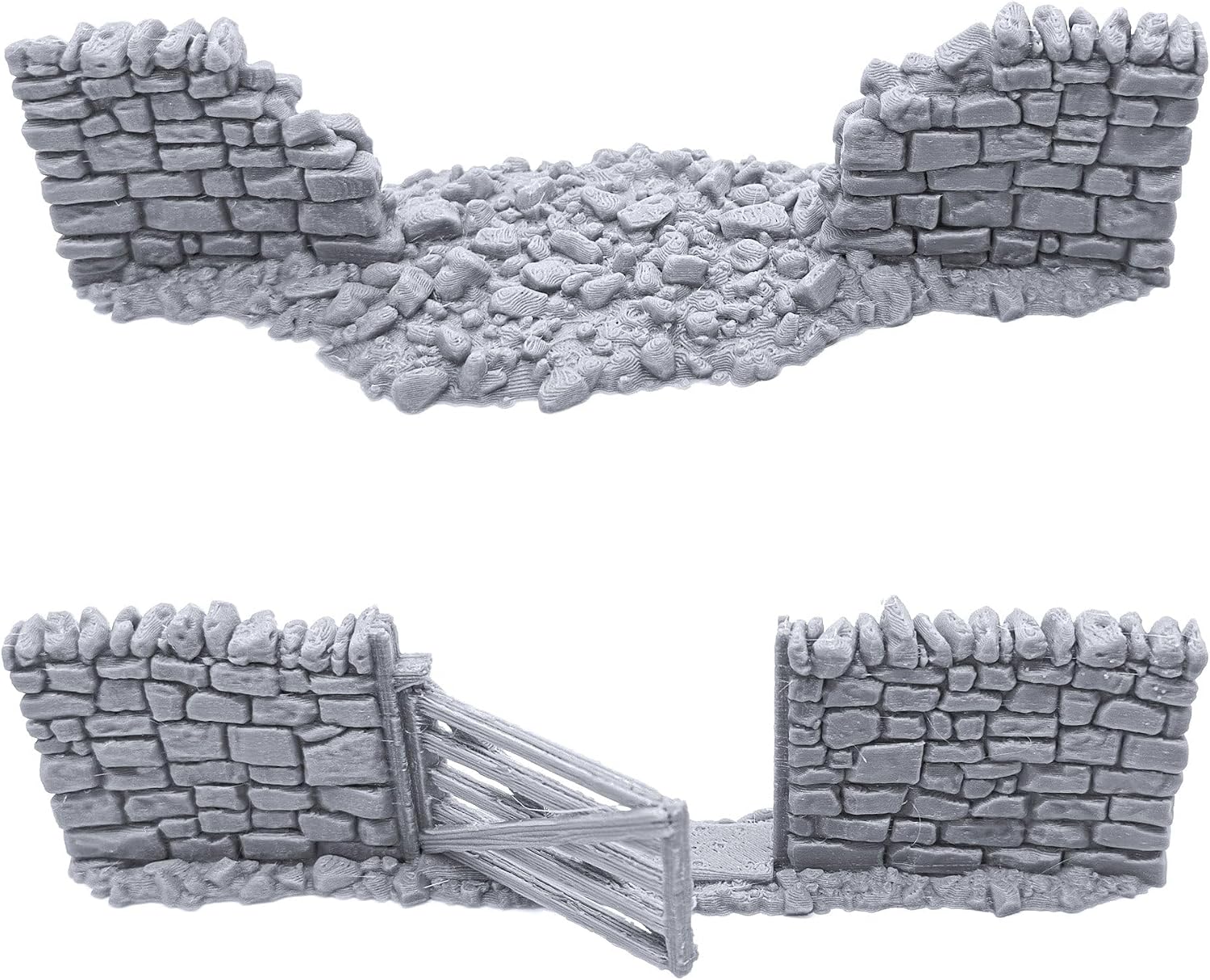 EnderToys Country High Walls by Printable Scenery, 3D Printed Tabletop RPG Scenery and Wargame Terrain 28mm Miniatures, Small, Grey