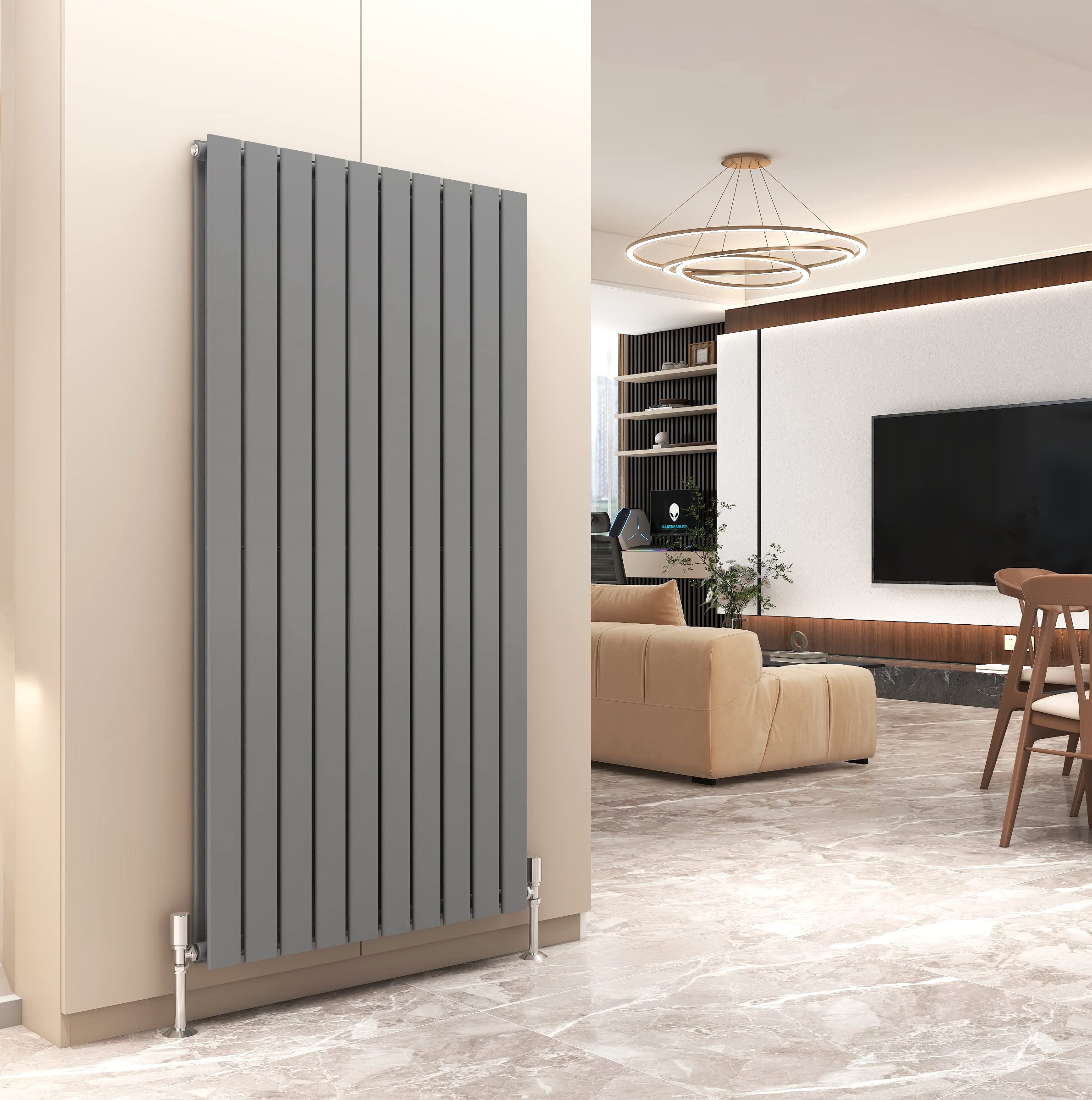 Mcc (, 1600X680 Mm Double) Radiator Horizontal Vertical Designer Flat Panel Central Heating Radiator Heater Grey