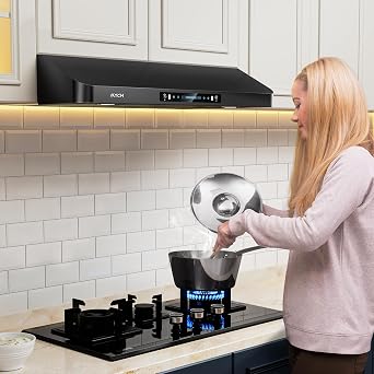 IKTCH 36 Black Under Cabinet Hood, 900CFM Vent with Gesture & Touch Control