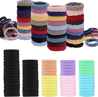 160 Pieces Hair Ties for Women, Pigtail Ties, Hair Bands Elastic Colorful Hair Ties, 60 Pieces of Premium Elastic Hair Bands for Women, 100 Pieces of Cotton Hair Ties in 7 Colors