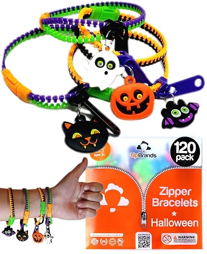 UpBrands Halloween Party Favor Zipper Bracelets for Kids – Fidget