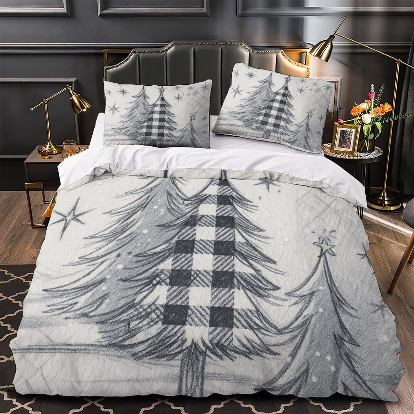 Arbre de Noël parure de lit microfibre haut de gamme et motifs nets