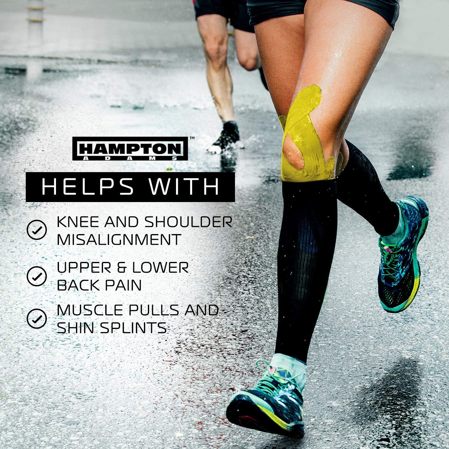 Hampton Adams | As Seen on Shark Tank | Elastic Kinesiology Tape (Bulk Roll) | 135ft Uncut | Supports & Protects Muscle Wrist Knee Shoulder Back Plantar Fasciitis | Waterproof Hypoallergenic