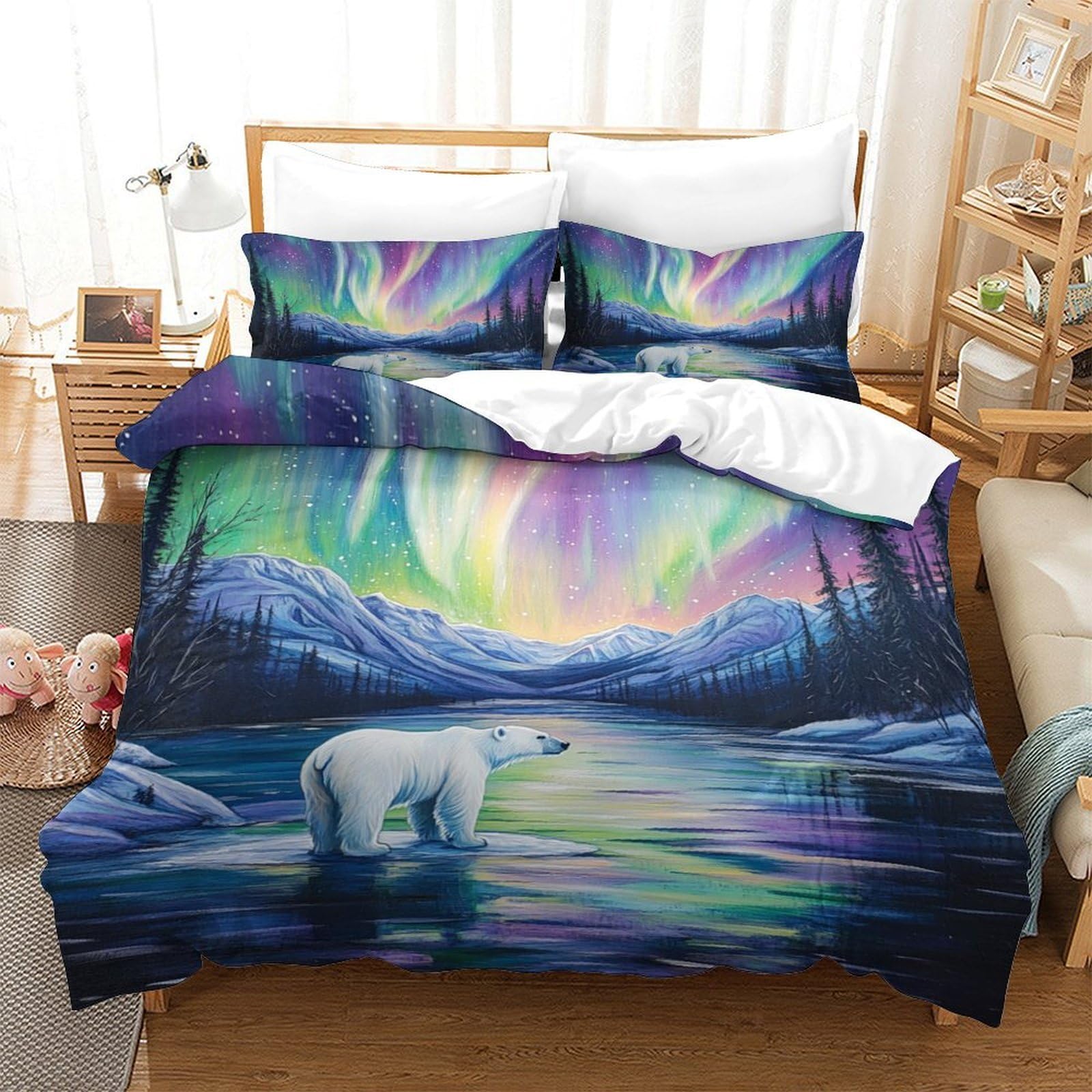 Housse de couette Tour Eiffel 3D en microfibre 200x200 pour lit deux places enfant