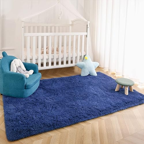 Miniatura 27 de Kimicole Alfombras de área grandes de 7 x 10 pies para sala de estar y dormitorio, alfombra suave y esponjosa, alfombras peludas antideslizantes