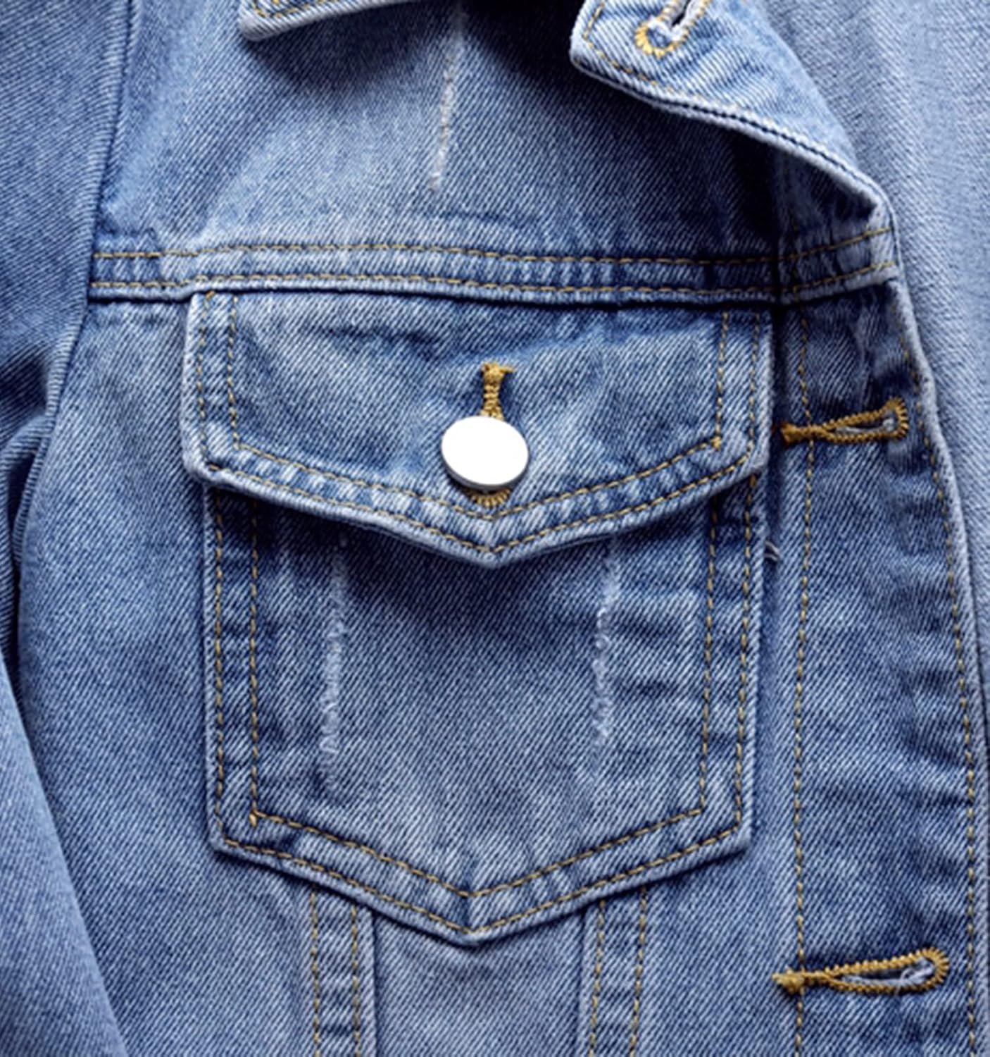 Ladyful Women's Bride Casual Jean Jacket Distressed Ripped Denim Jacket Coat with Pockets - Image 4