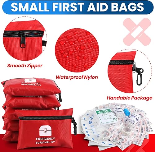 Miniatura 3 de Geiserailie 522 kits de primeros auxilios pequeños a granel, kit de emergencia de tamaño de viaje, bolsa individual con cremallera, suministros de