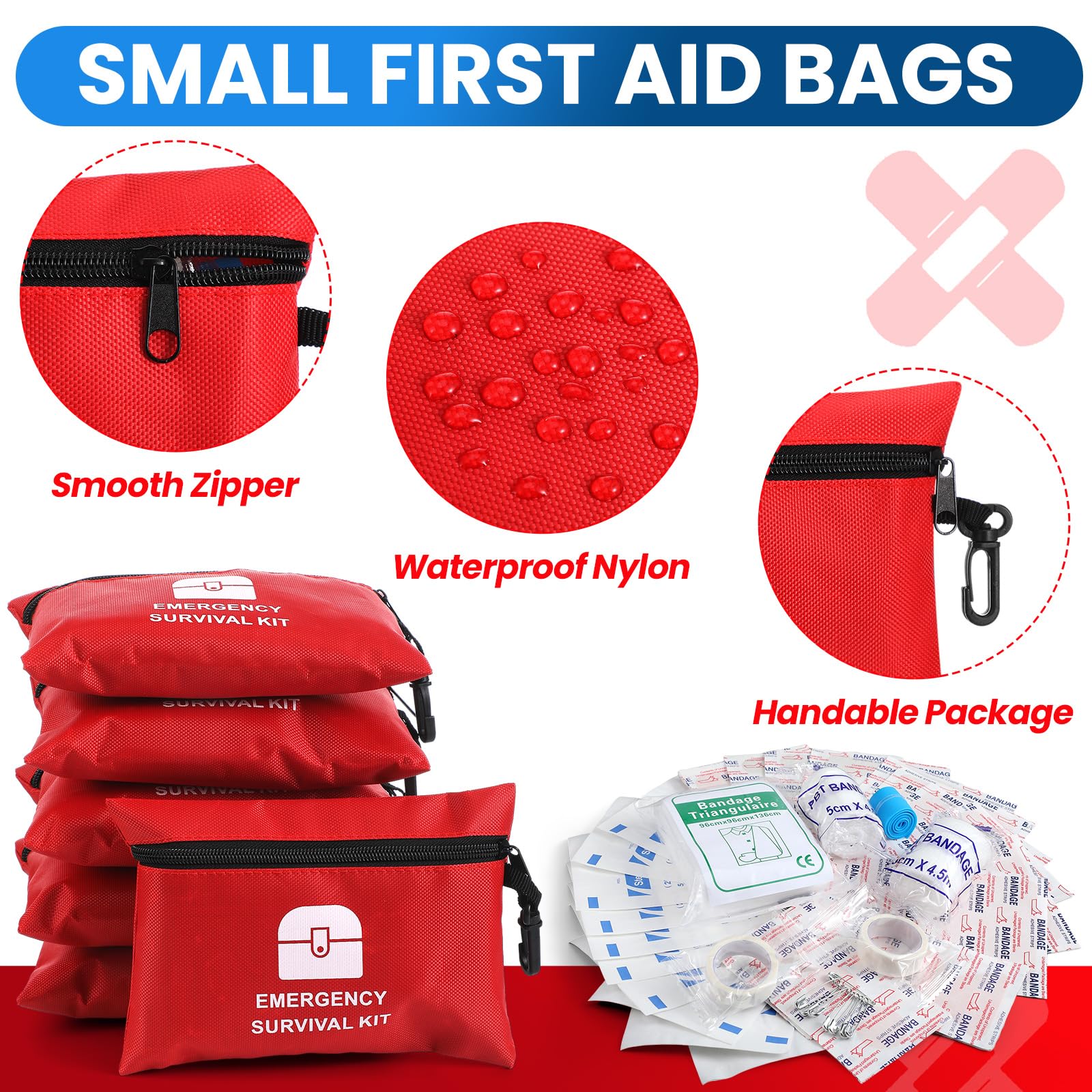 Geiserailie 522 pezzi Bulk Mini Kit di pronto soccorso Kit di sopravvivenza da viaggio Attrezzature di emergenza Viaggio Must Haves per la casa, auto, escursionismo, posto di lavoro all'aperto