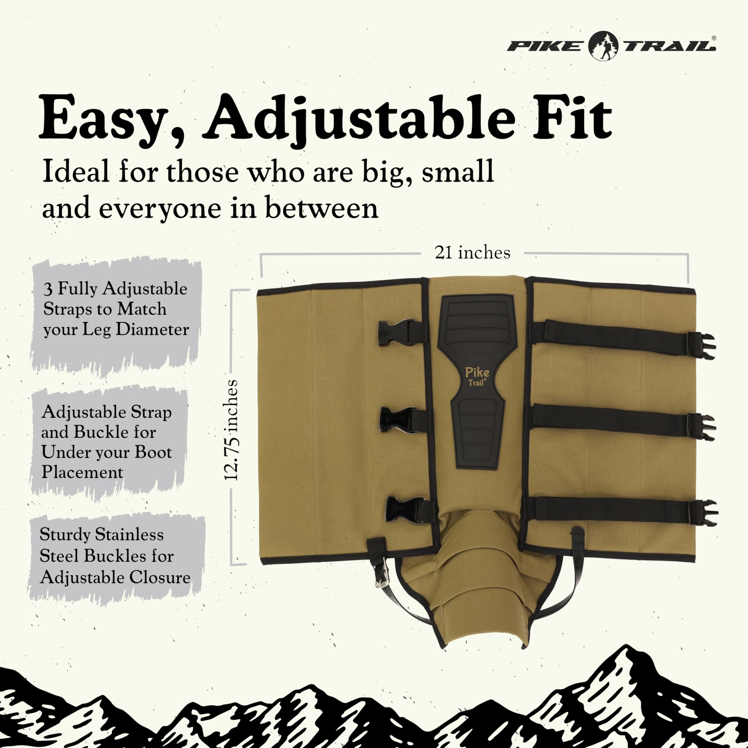 Pike Trail Schlangenfeste Gamaschen zum Wandern, Stiefel- und Schuhschutz für Männer und Frauen, Schlangenschutz-Leggings für Jagd, Camping, Outdoor
