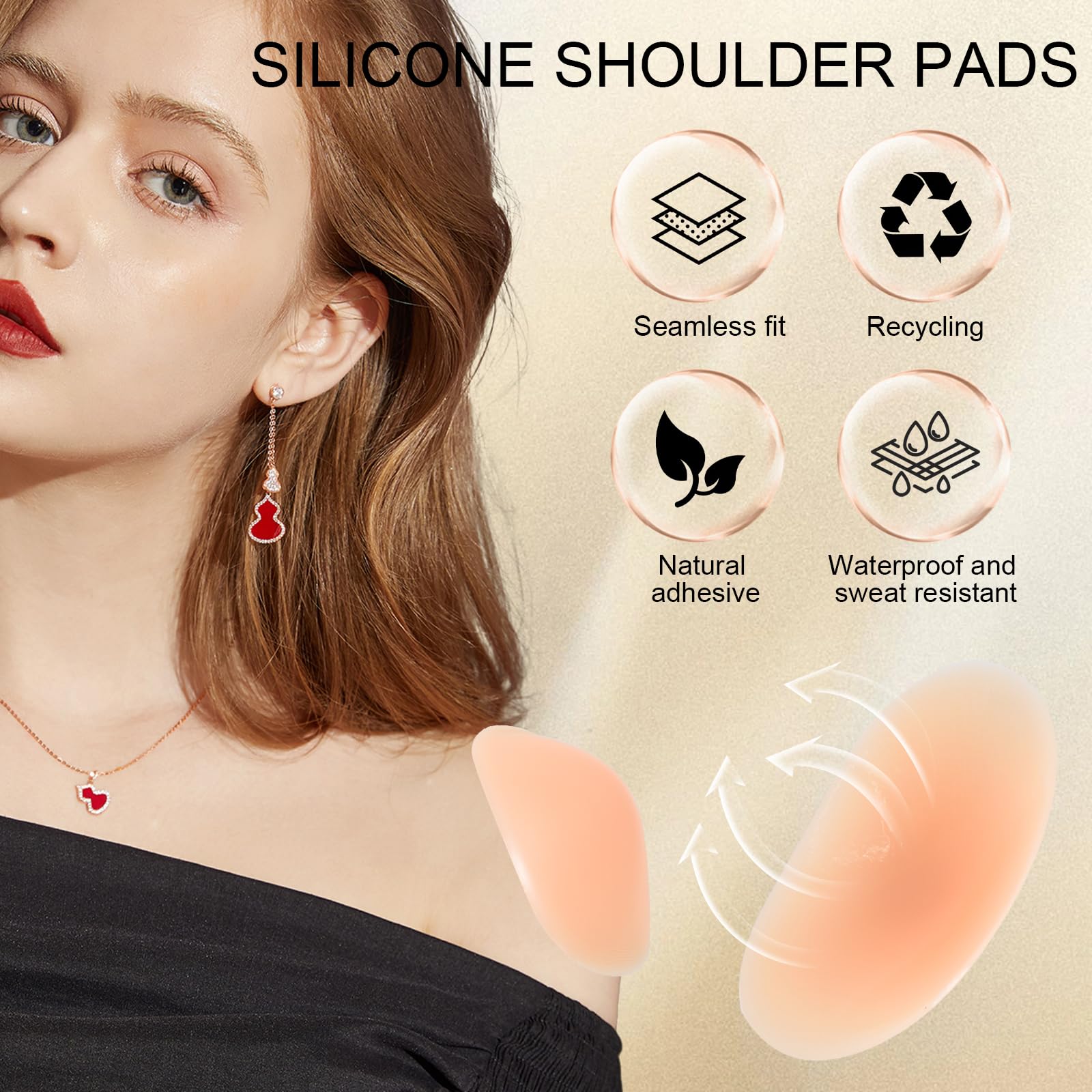 Épaulettes En Silicone, Coussinets D'Épaule Souples Antidérapants Pour Femmes Et Hommes, Épaule Push-up Coussinets Réutilisables, Épaulettes Matelassées Renforceur Invisible (Couleur De Peau