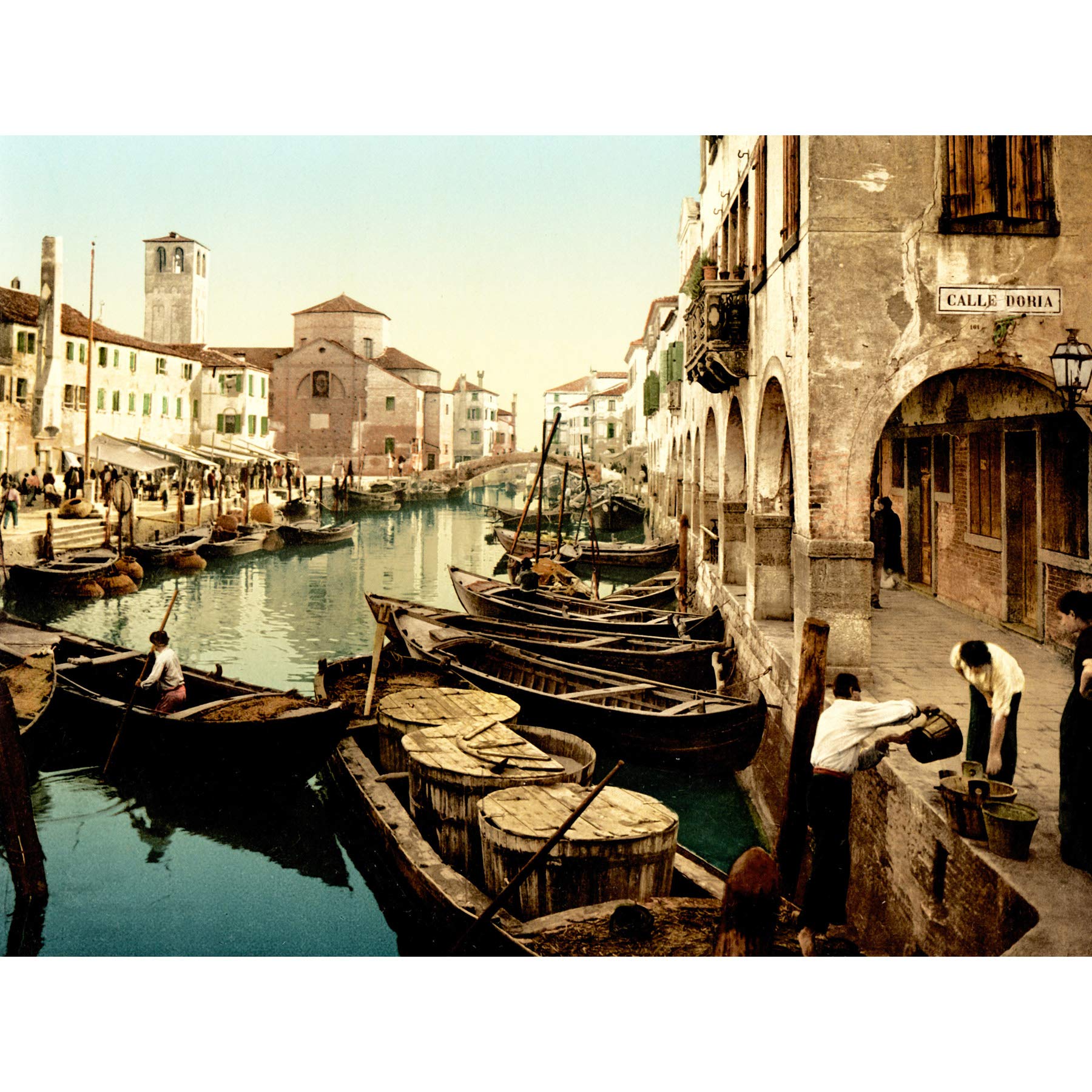Wee Blue Coo Vintage Photography Cityscape Venice Italy Chioggia Fish Market 30X40 Cms Fine Art Print Art Poster Bb10253