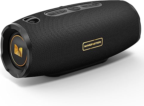 Monster S380 Bluetooth Speaker, Portable Speaker with 40W Stereo Sound, 20H Playtime, Bluetooth 6.0, IPX6 Waterproof, Support AUX/TF Card, TWS Pairing Wireless Speaker for Travel Party