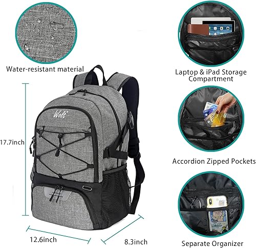 Vista 57 de WOLT - Mochila de baloncesto grande con soporte separado para pelotas y compartimento para zapatos, para baloncesto, fútbol, gimnasio Camuflaje