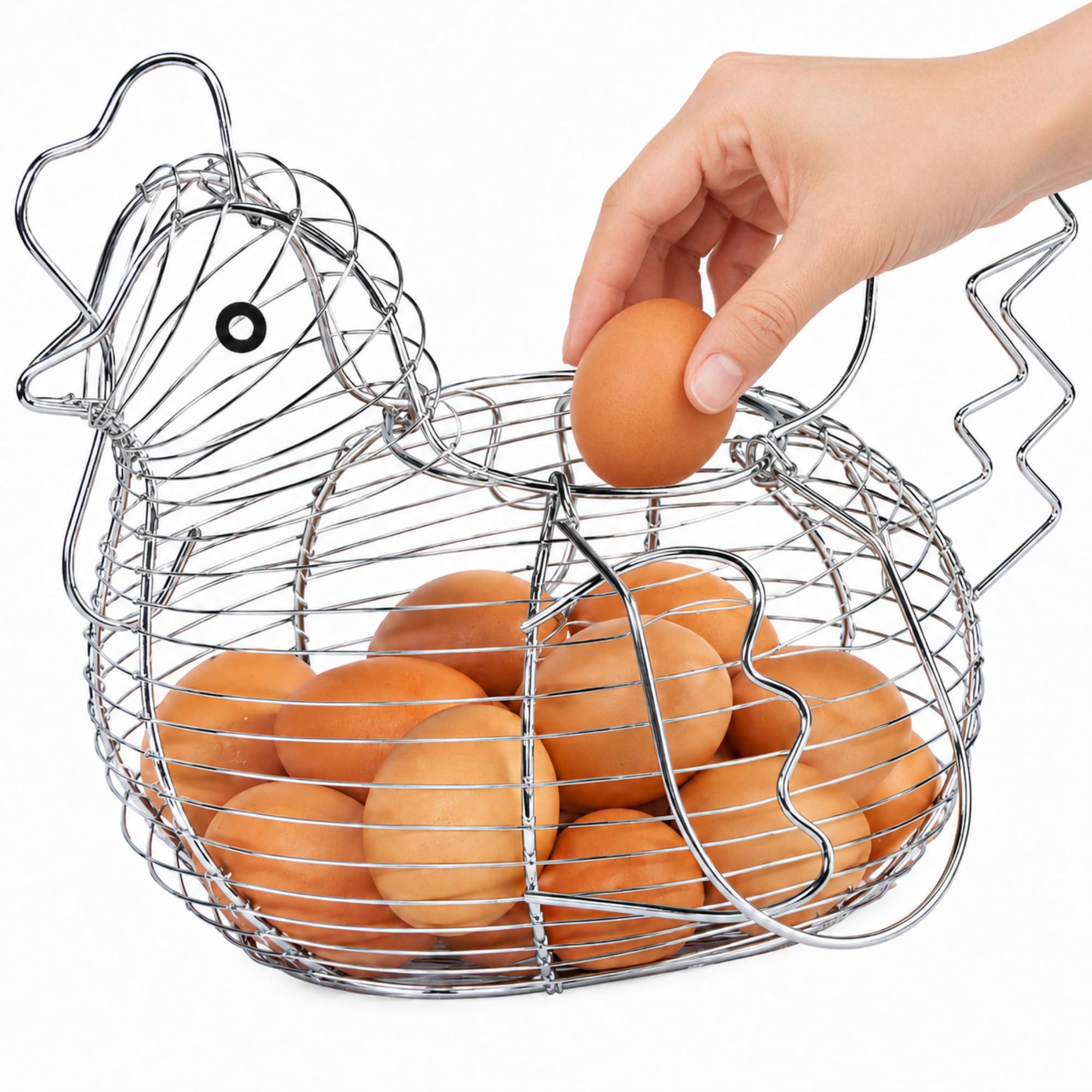 Cesta de huevos de gallina de alambre para evitar roturas y organizar tu cocina con seguridad