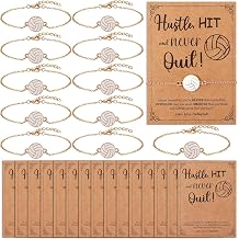 Sports Charm Bracelets Gifts Gold Plated Link Chain Bracelet Volleyball Softball Soccer Baseball Basketball Team Inspirational Cards Party Favor for Women Players